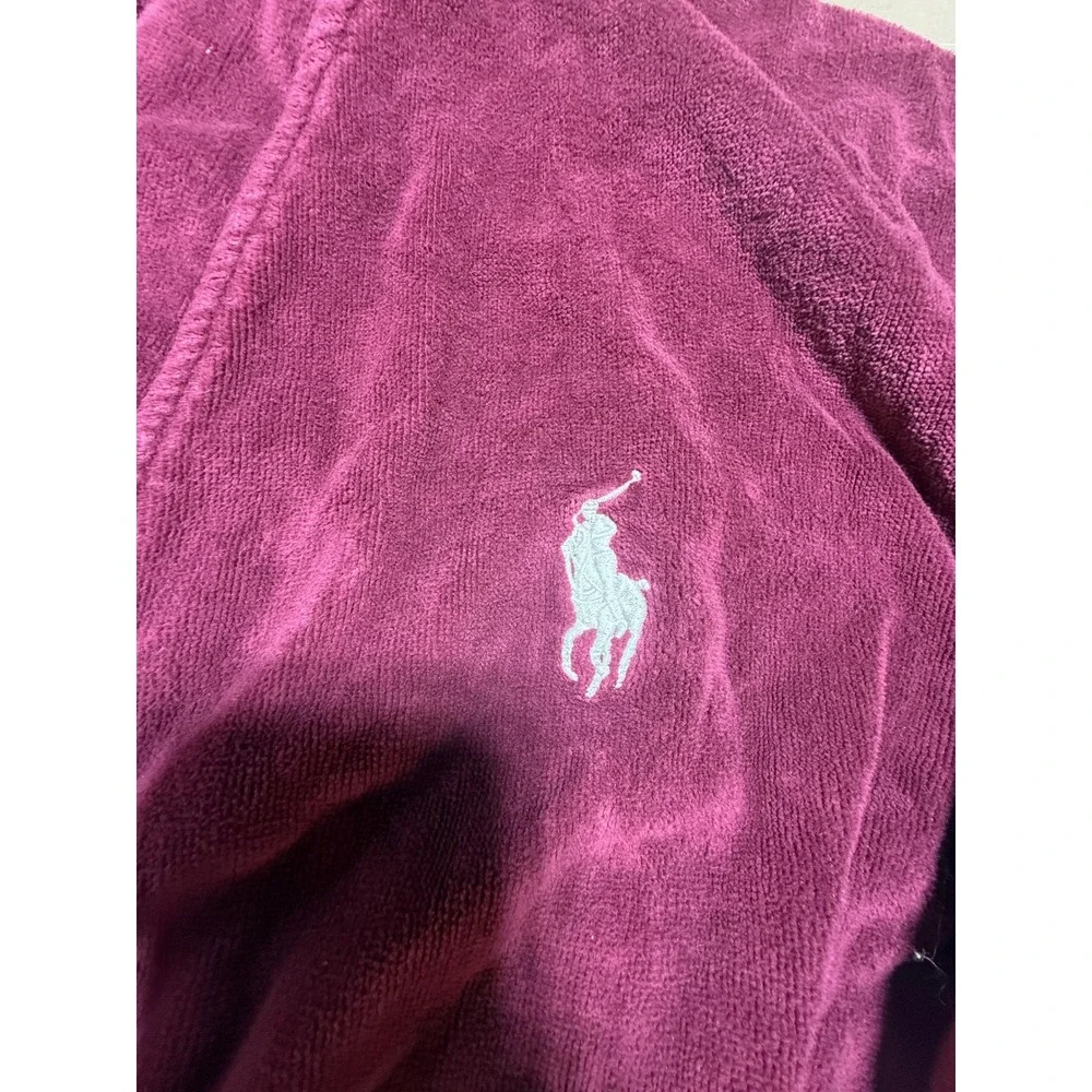 Polo Ralph Lauren Robe Mens L/XL Burgundy Terry Cloth Belted Big Pony Logo